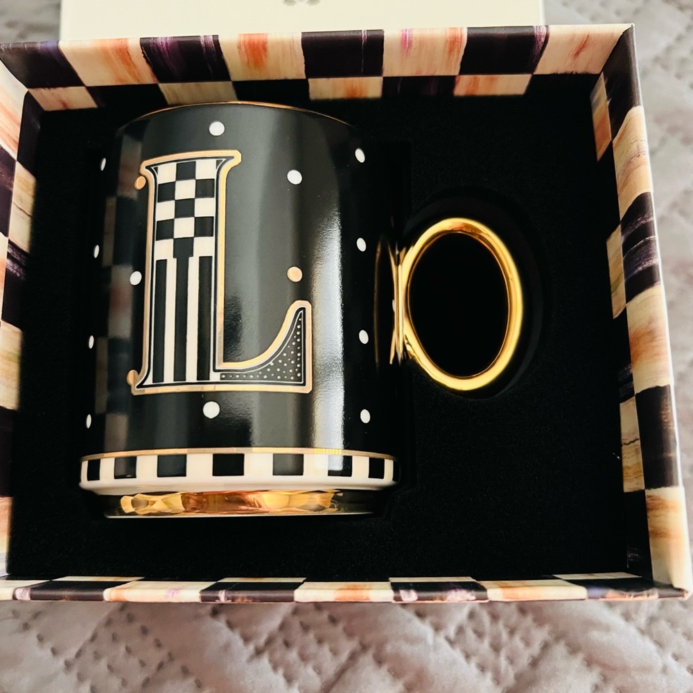 MacKenzie-Childs Monogrammed Black and Gold Mug - Picture 3 of 5